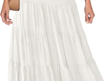 Women's  Summer Elastic High Waist Boho Maxi Skirt Casual Drawstring A Line Flowy Long Skirts
