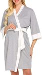Maternity Robe Nursing Nightgown Delivery Birthing Gown for Hospital Breastfeeding Bathrobes Lace Dress