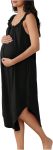 Women's Maternity Nursing Nightgowns Labor and Delivery Gown Button Ruffle Cap Sleeve Long Pajama Dress