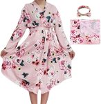 Maternity Robe and Matching Baby Swaddle Blanket Set, Mommy Robe with Receiving Blanket Girls Boys Sleepwear