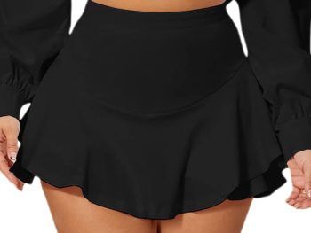 Mini Skirt for Women Sexy Solid Ruffle Trim Lingerie Skirt Short High Waist Two Layer Hem Skirt