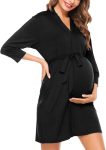 Women's Maternity Nursing Robe Pregnancy Breastfeeding Bathrobes 3 in 1 Labor Delivery Nightgowns