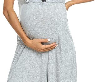 Women 3 in 1 Delivery/Labor/Maternity/Nursing Nightgown Short Sleeve Pleated Breastfeeding Sleep Dress(S-XXL)