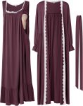 2 Pcs Lace Maternity Nursing Nightgown and Robe Set for Women Nursing Pajamas Gown Breastfeeding Pjs for Hospital
