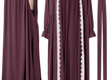 2 Pcs Lace Maternity Nursing Nightgown and Robe Set for Women Nursing Pajamas Gown Breastfeeding Pjs for Hospital