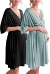 3 in 1 Labor/Delivery/Hospital Gown 2 Pack Maternity Dress Nursing Nightgown Sleepwear