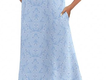 Cotton Nightgowns for Women Long Button Night Gowns Short Sleeve House Dress with Pockets Victorian Sleepwear