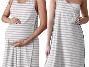 Labor and Delivery Gown for Hospital 3 in 1 Nursing Dress Sleeveless Maternity Snap Button Breastfeeding Nightgown