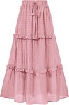 Women's Long Summer Skirt  Elegant High Waist Cocktail Party Wedding Guest Dress Flared A-Line Midi Skirts