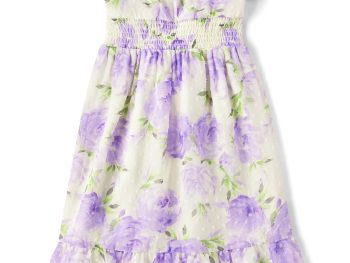 Girls Short Flutter Sleeve Floral Tiered Dress, Sizes XS-XXL