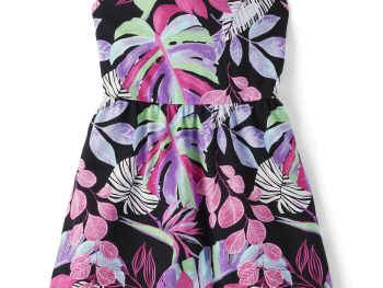 Girls Sleeveless Printed Cross Back Dress, Sizes XS-XXL