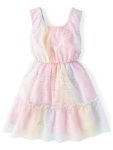 Girls Sleeveless Rainbow Ruffle Dress, Sizes XS-XXL